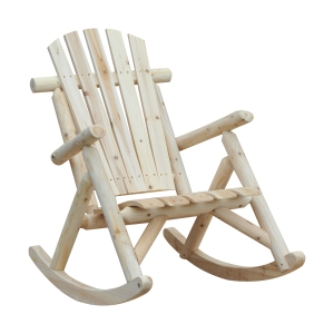 Outsunny Hardwood Log Rocking Chair Single Rocker Adirondack Style - Natural Color