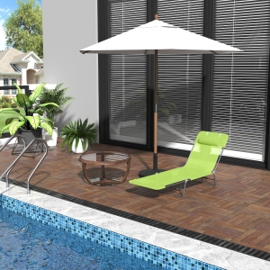 Outsunny Adjustable Back Relaxer Sun Bed Garden Lounger Recliner Chair Furniture Green