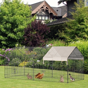 PawHut Outdoor Metal Kennel Enclosure for Small Animals, Utilizable as Rabbit or Chicken Run, 87" x 41" x 41", Black