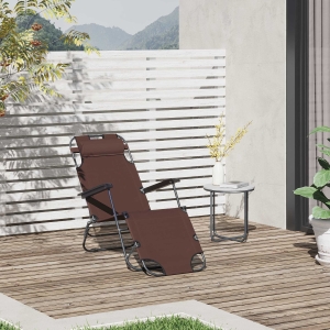 Outsunny Folding Chaise Lounge Chair Portable Adjustable Recliner Sun Lounger Outdoor Garden Reclining Seat with Pillow Brown