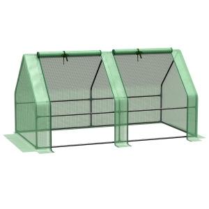 Outsunny 6' x 3' x 3' Portable Tunnel Greenhouse Outdoor Garden Mini with Large Zipper Doors & Water/UV PE Cover