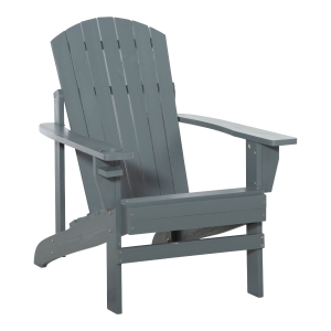 Outsunny Oversized Adirondack Chair, Outdoor Fire Pit and Porch Seating, Classic Log Lounge w/ Built-in Cupholder for Patio, Backyard, Garden, Lawn, Deck, Dark Grey