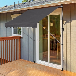 Outsunny Patio Adjustable Awning Floor- to-ceiling Retractable Shade Grey