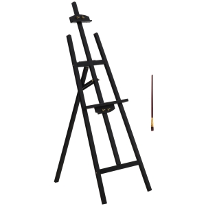 HOMCOM 55" Adjustable Folding Art Easel Stand Drawing Studio Painting Rack Beech Black