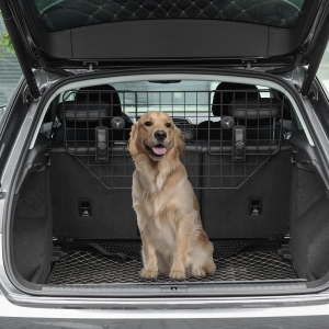 PawHut 35.5" - 47" Vehicle Pet Barrier, Adjustable Dog Fence for Car SUV Truck, Universal Fit Expandable Safe Guard Gate, Black