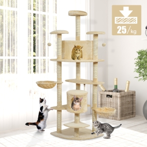 PawHut 79" Scratching Kitten Tree Condo Kitten Scratch Activity Center Toys Beige