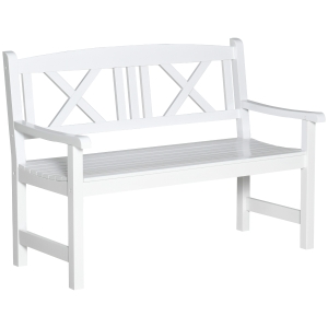 Outsunny 4FT Wooden Garden Bench, Outdoor Patio Loveseat for Yard, Lawn, Porch, White