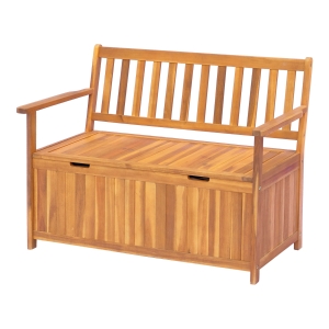 Outsunny 47" Wooden Outdoor Storage Bench with Removable Waterproof Lining