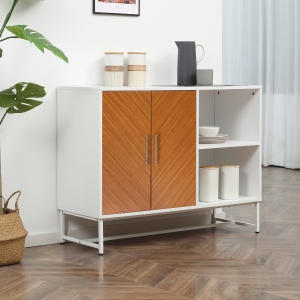 HOMCOM Accent Sideboard Storage Cabinet, Console Table with Adjustable Shelves for Dining Room, Living Room, or Kitchen, Brown