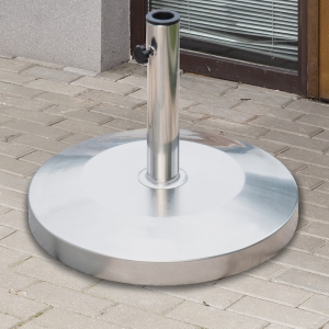 Outsunny 19" Round Decorative Stainless Steel Umbrella Base Stand Holder Silver