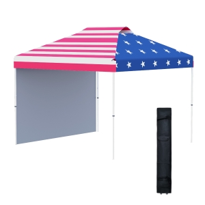 Outsunny 10' x 10' Pop Up Canopy Tent with 1 Sidewall, Carry Bag, Adjustable Height, Instant Shelter Tent, Multicolored