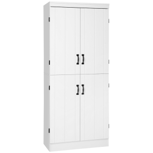 HOMCOM 70" 4-Door Kitchen Pantry, Freestanding Storage Cabinet, 6-tier Cupboard with Adjustable Shelves for Living Room, White