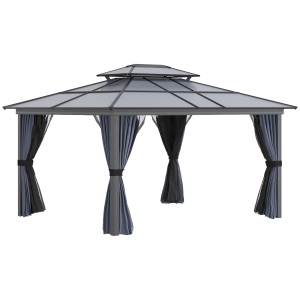 Outsunny Outdoor 12' x 10' Pergola Cabana w/ Steel Frame & Net Sidewalls for Privacy