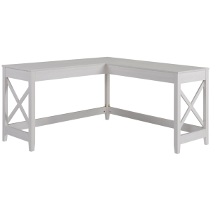 HOMCOM 57" L-Shaped Corner Desk, Computer Home Office Desk and Writing Table, White