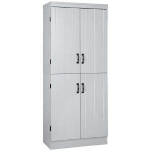 HOMCOM 70" 4-Door Kitchen Pantry, Freestanding Storage Cabinet, 6-tier Cupboard with Adjustable Shelves for Living Room, Grey