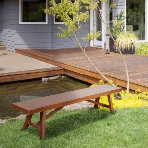 Outsunny Outdoor Garden Bench, 79" Long Patio Wooden Picnic Bench for 3 People, Backless Oil Finished for Backyard and Porch, Brown