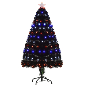 HOMCOM 4ft Tall Artificial Tree Multi-Colored Fiber Optic LED Pre-Lit Holiday Home Christmas Decoration - Pink