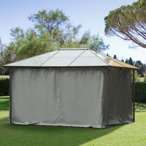 Outsunny Universal Gazebo Replacement Sidewalls Set of 4-Panel Privacy Wall for Most 10’ x 12’ Gazebo Canopy Pavillion Outdoor Shelter Curtains Accessories Dark Grey