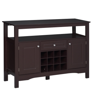 HOMCOM Modern Sideboard, Wooden Kitchen Buffet Cabinet with Drawer and 12-Bottle Wine Rack for Living Room, Espresso