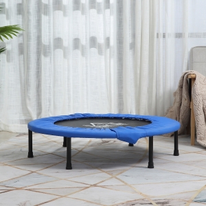 Soozier Φ40" Foldable Mini Fitness Trampoline Home Gym Yoga Exercise Rebounder Indoor Outdoor Jumper with Safety Pad, Blue and Black