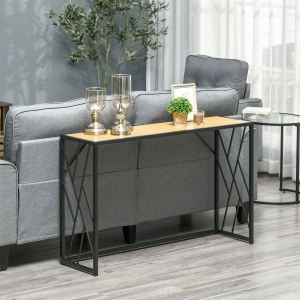 HOMCOM 47.25" Console Table, Industrial Sofa Table with Metal Frame for Living Room, Hallway, White