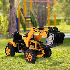 Aosom 6V Kids Electric Ride on Toy Excavator Construction Trunk with Digger Tractor