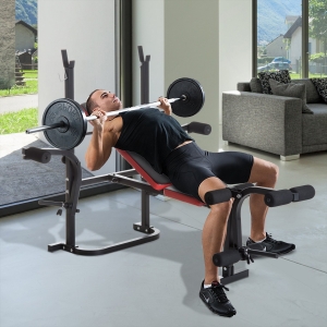 Soozier Multi-Function Adjustable Weight Training Bench Gym Fitness Lifting Bench with Butterfly & Leg Extension