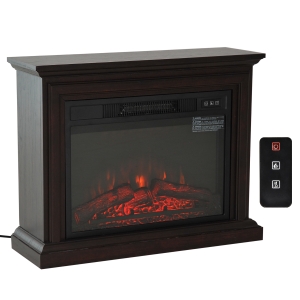 HOMCOM 31" 1400W Freestanding Design Electric Fireplace Heater with Full Frame Wooden Mantel - Dark Coffee