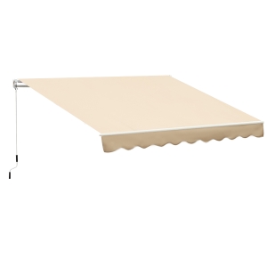 Outsunny 13' X 8' Manual Retractable Sun Shade Patio Awning - Beige