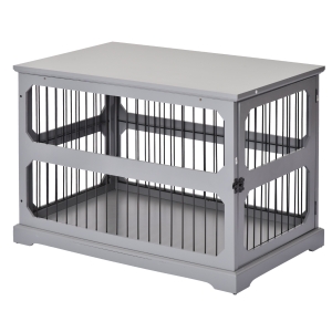 PawHut Decorative Dog Cage/Crate Kennel with Strong Construction Materials & a Classic Americana Style, Grey