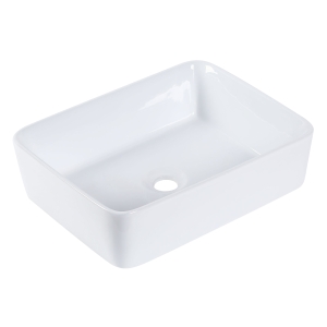 Kleankin 19" x 15" Rectangular Vessel Sink Above Counter Art Basin Porcelain Ceramic Bathroom Vanity Sink - Glossy White
