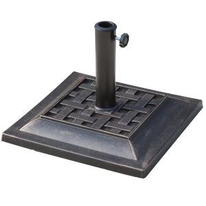 Outsunny 17.5" Square Resin Umbrella Holder Base with Beautiful Decorative Pattern & Easy Setup, Bronze