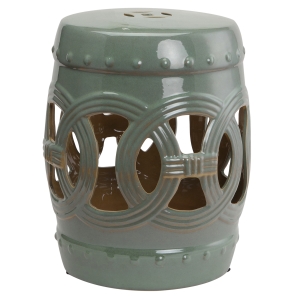 Outsunny 14" Heavy Duty Patio Sturdy Ceramic Decorative Garden Stool Turquoise- Green