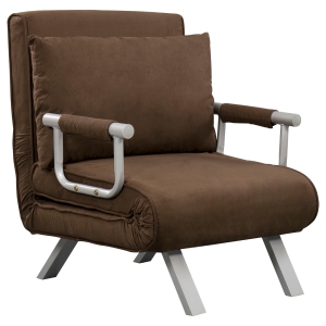 HomCom Steel Folding 3 Position Convertible Single Sleeper Bed Chair - Rich Brown