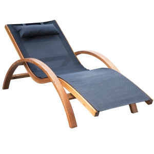 Outsunny Outdoor Mesh Lounge Chair with Cushion - Black