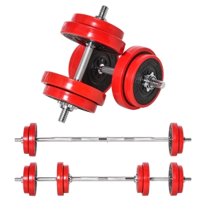 Soozier 44 lbs 2 in 1 Dumbbell & Barbell Adjustable Weight Set Strength for Arms, Shoulders and Back