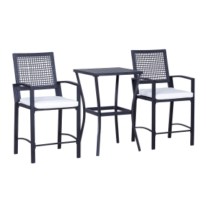 Outsunny 3 Piece Outdoor Classic Bar Style Patio Rattan Bistro Furniture Set