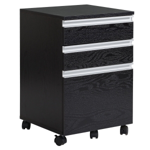 HOMCOM 3-Drawer Mobile File Cabinet Office Filing Cabinet Rolling End Organizer 23.25" - Dark Wood Grain