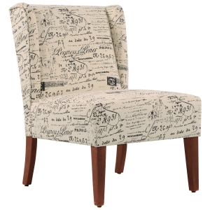 HOMCOM Upholstered Armless Accent Chair, Leisure Side Chair with Wingback, Soft Linen Fabric and Solid Wood Legs - Letter