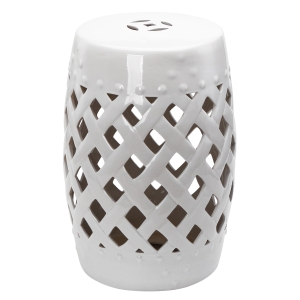 Outsunny 13" Heavy Duty Patio Sturdy Ceramic Garden Stool Decorative Garden Stool White