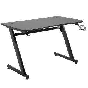 HomCom 47.25" Gaming Desk Computer Table Metal Frame with Cup Holder, Headphone Hook, & Interior Cable Hole - Black