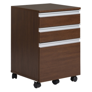 HOMCOM 3-Drawer Mobile File Cabinet Office Filing Cabinet Rolling End Organizer 23.25" - Brown Wood Grain