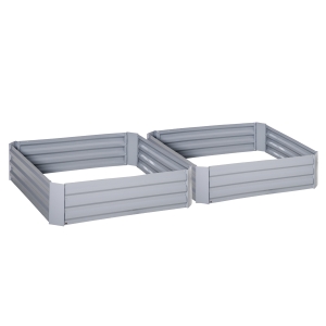 Outsunny Set of 2 Raised Garden Bed Galvanized Steel Planter Boxes Easy Quick Setup