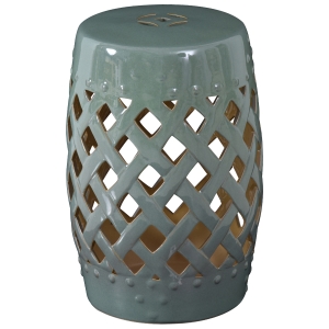 Outsunny 13" Ceramic Indoor Outdoor Lattice Garden Stool - Green