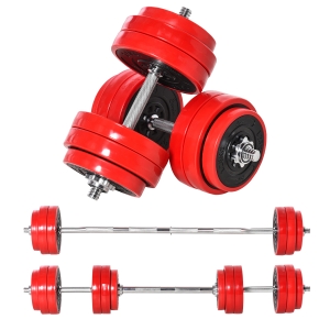 Soozier Adjustable 66 lb Barbell & Dumbbell Set with Ergonomic Grip for Home Gym