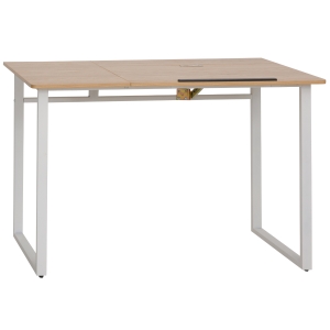 HOMCOM Computer Table with Small Adjustable Angle Tabletop Home Office Desk Oak Wood Grain