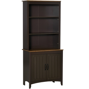 HOMCOM 69" Kitchen Buffet Hutch with 3-Tier Shelving, Freestanding Storage Pantry Cabinet, Sideboard with Adjustable Shelves and Open Countertop, Coffee
