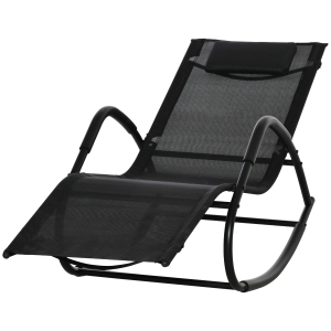 Outsunny Rocking Sun Lounger Zero-gravity Rocker Recliner for Sunbathing, Black