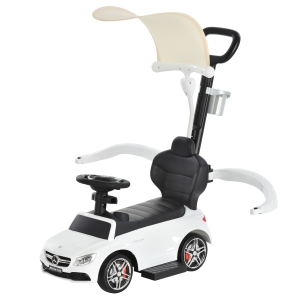 Aosom 3-in-1 Mercedes Benz Ride-on Car for Toddlers with Sun Canopy, Horn Sound, and Cup Holder for Kids 1-3 Years Old