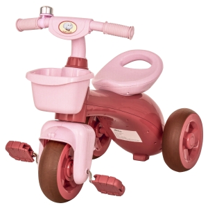 Qaba Outdoor Riding Kids 3-Wheeled Trike w/ Non-Slip Handlebar & Safe Design Pink